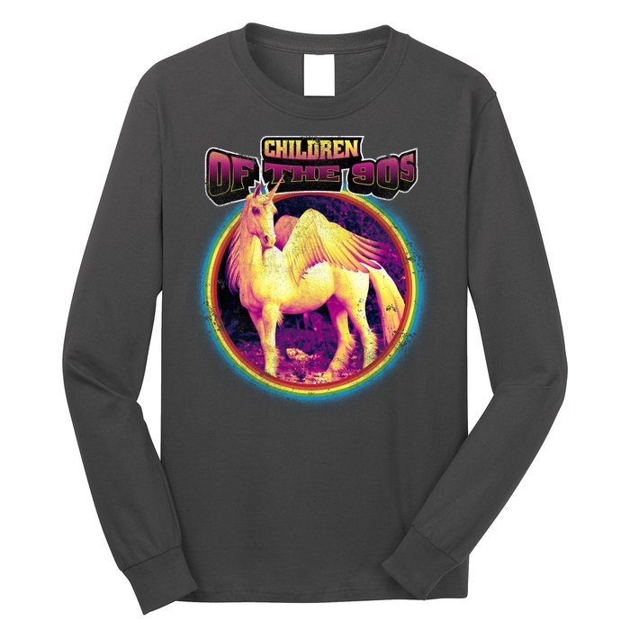 Unicorn With Wings Retro Children Of The 90's Long Sleeve Shirt