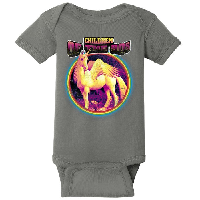 Unicorn With Wings Retro Children Of The 90's Baby Bodysuit