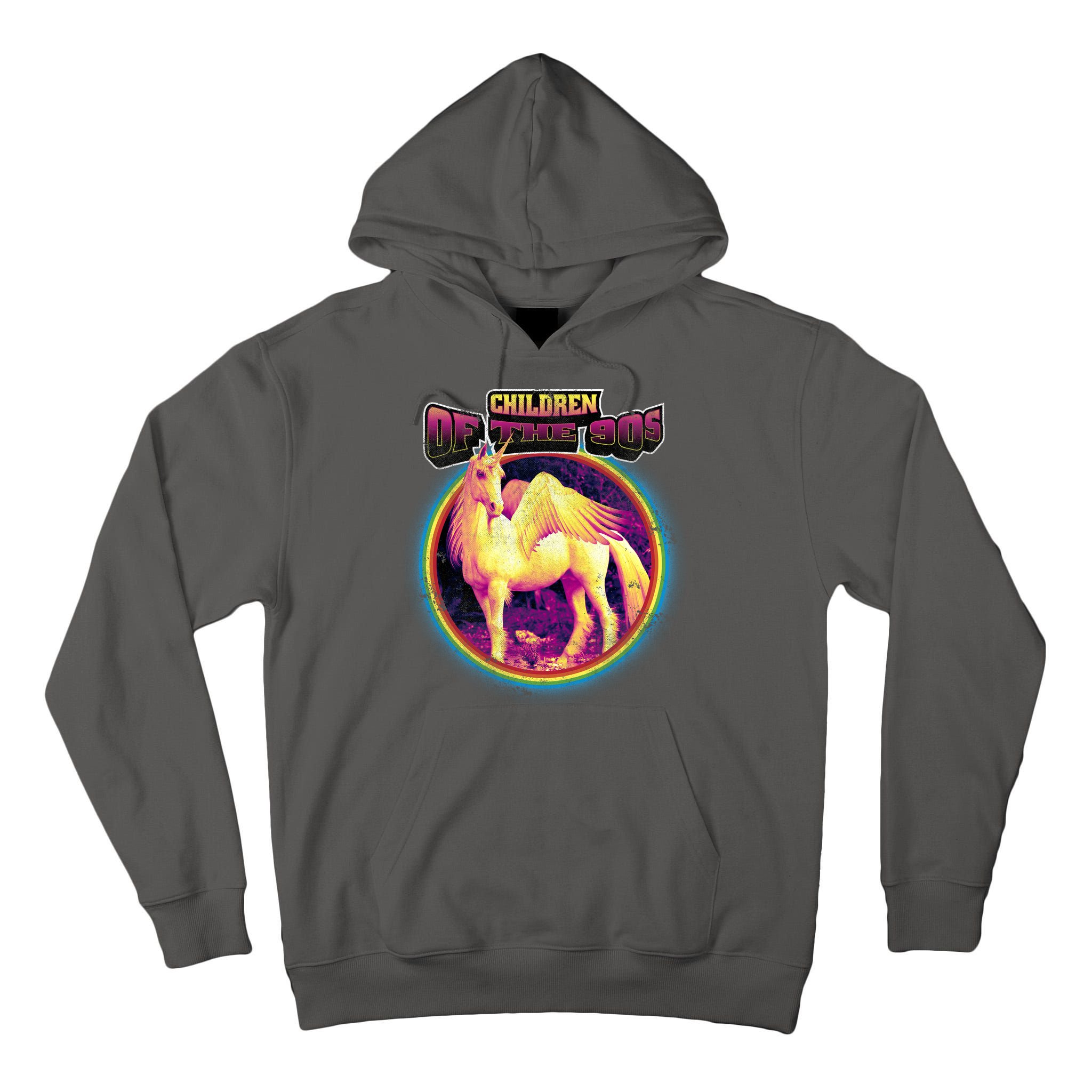 Unicorn With Wings Retro Children Of The 90's Tall Hoodie