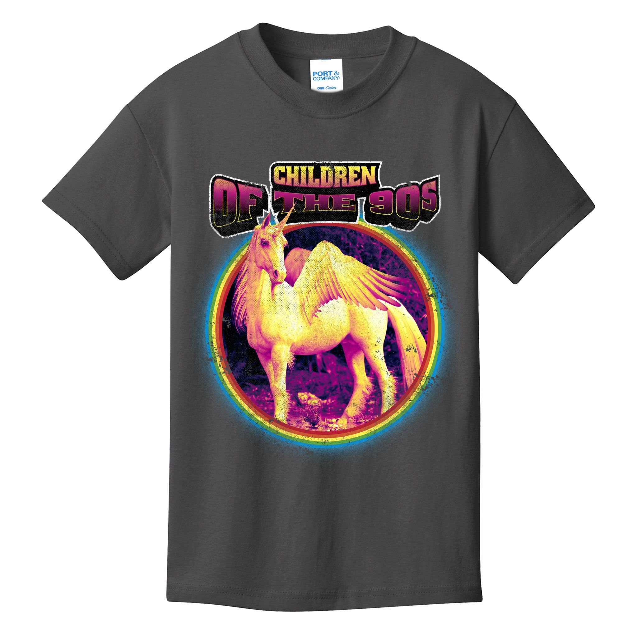 Unicorn With Wings Retro Children Of The 90's Kids T-Shirt