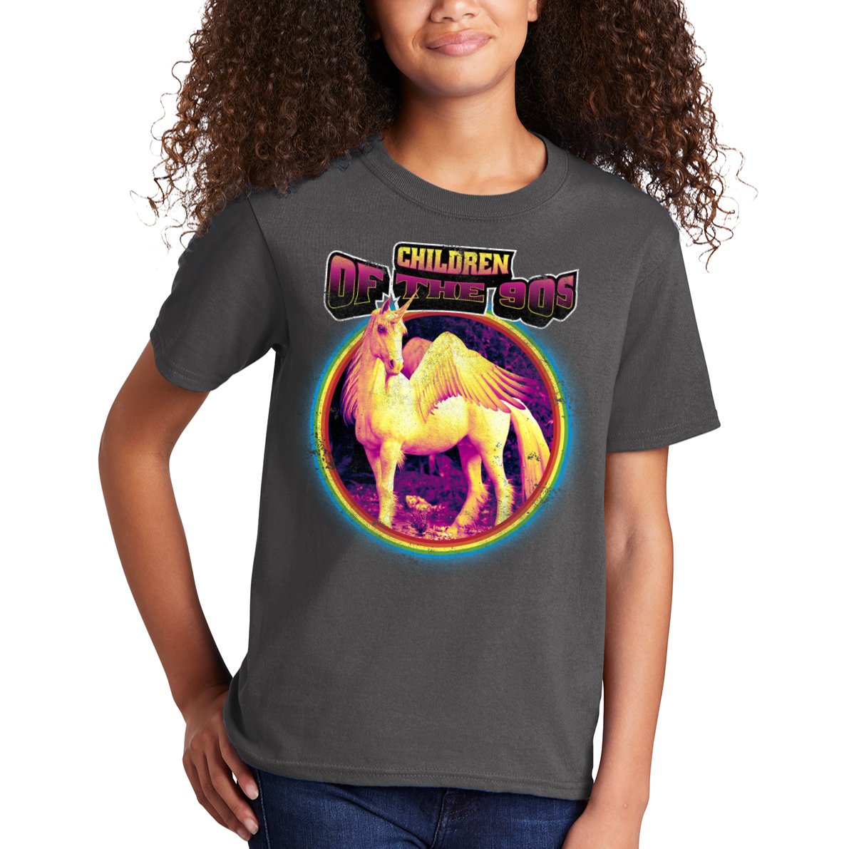Unicorn With Wings Retro Children Of The 90's Kids T-Shirt