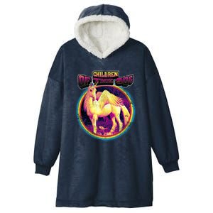 Unicorn With Wings Retro Children Of The 90's Hooded Wearable Blanket