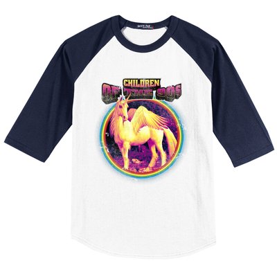 Unicorn With Wings Retro Children Of The 90's Baseball Sleeve Shirt