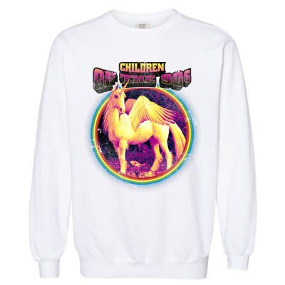 Unicorn With Wings Retro Children Of The 90's Garment-Dyed Sweatshirt