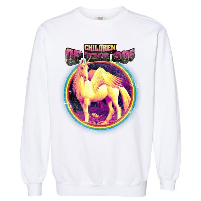 Unicorn With Wings Retro Children Of The 90's Garment-Dyed Sweatshirt