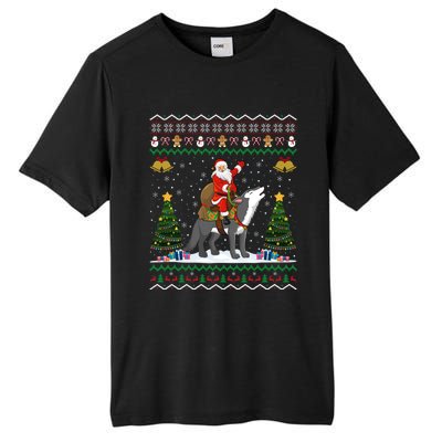 Ugly Wolf Xmas Gift Santa Riding Wolf Christmas Gift Tall Fusion ChromaSoft Performance T-Shirt