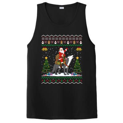 Ugly Wolf Xmas Gift Santa Riding Wolf Christmas Gift PosiCharge Competitor Tank