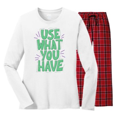 Use What You Have Earth Day Women's Long Sleeve Flannel Pajama Set 