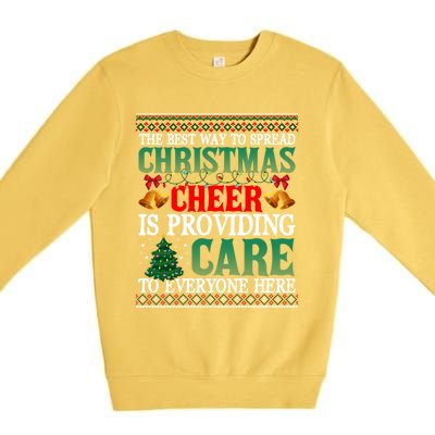 Ugly Xmas Christmas Cheer Is Providing Care To Everyone Here Premium Crewneck Sweatshirt