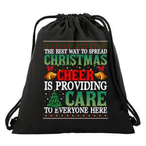 Ugly Xmas Christmas Cheer Is Providing Care To Everyone Here Drawstring Bag