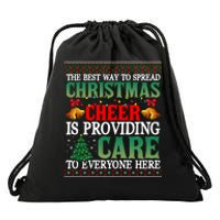 Ugly Xmas Christmas Cheer Is Providing Care To Everyone Here Drawstring Bag