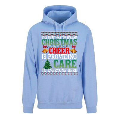 Ugly Xmas Christmas Cheer Is Providing Care To Everyone Here Unisex Surf Hoodie