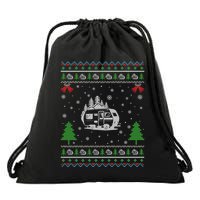 Ugly Xmas Design Camper Ugly Christmas Sweater Funny Gift Drawstring Bag