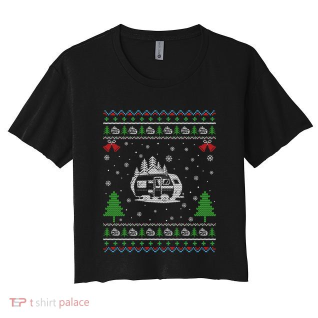 Ugly Xmas Design Camper Ugly Christmas Sweater Funny Gift Crop Top