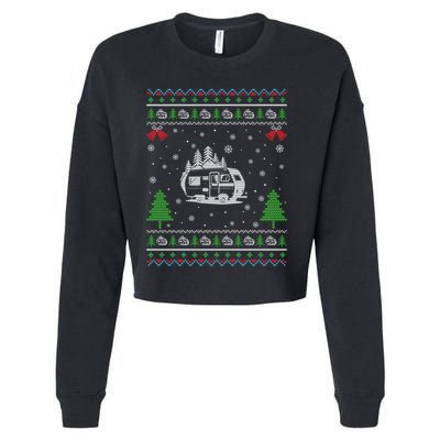 Ugly Xmas Design Camper Ugly Christmas Sweater Funny Gift Cropped Pullover Crew