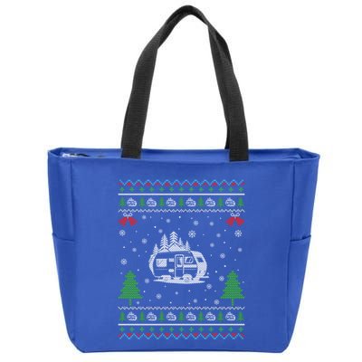 Ugly Xmas Design Camper Ugly Christmas Sweater Funny Gift Zip Tote Bag