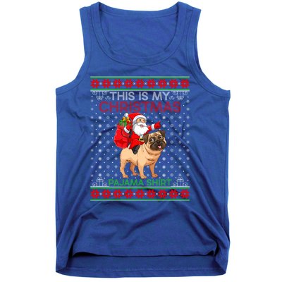 Ugly Xmas Dog Sweater Style Santa Riding Pug Christmas Gift Tank Top