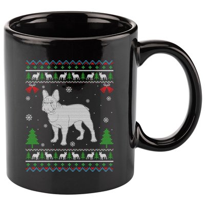 Ugly Xmas Design French Bulldog Ugly Christmas Sweater Funny Gift 11oz C Handle Ceramic Mug