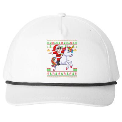 Ugly Xmas Dabbing Santa Riding Unicorn Christmas Cool Gift Snapback Five-Panel Rope Hat