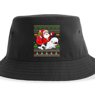 Ugly Xmas Funny Santa Claus Riding Beluga Whale Christmas Gift Sustainable Bucket Hat