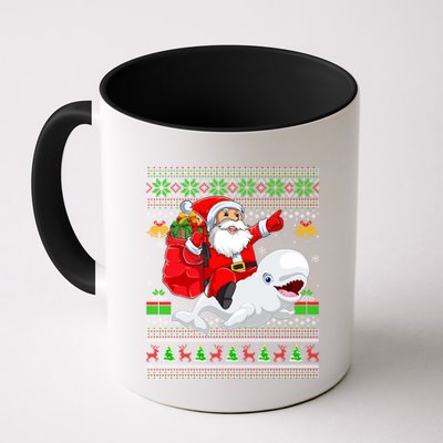 Ugly Xmas Funny Santa Claus Riding Beluga Whale Christmas Gift Mug
