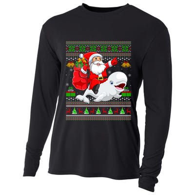 Ugly Xmas Funny Santa Claus Riding Beluga Whale Christmas Gift Cooling Performance Long Sleeve Crew