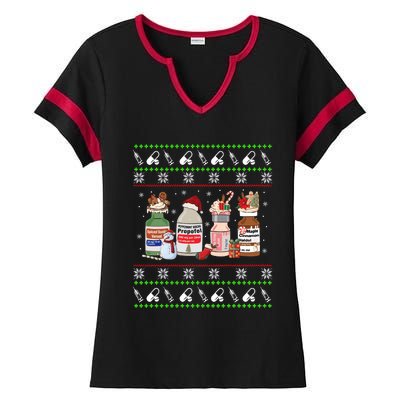 Ugly Xmas Funny Propofol Christmas Nurse Crna Pacu Er Ed Icu Ladies Halftime Notch Neck Tee