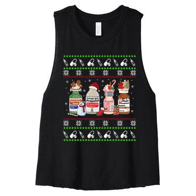 Ugly Xmas Funny Propofol Christmas Nurse Crna Pacu Er Ed Icu Women's Racerback Cropped Tank