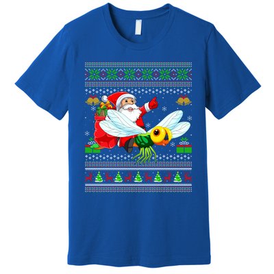 Ugly Xmas Funny Santa Riding Dragonfly Christmas Gift Premium T-Shirt