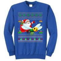 Ugly Xmas Funny Santa Riding Dragonfly Christmas Gift Tall Sweatshirt