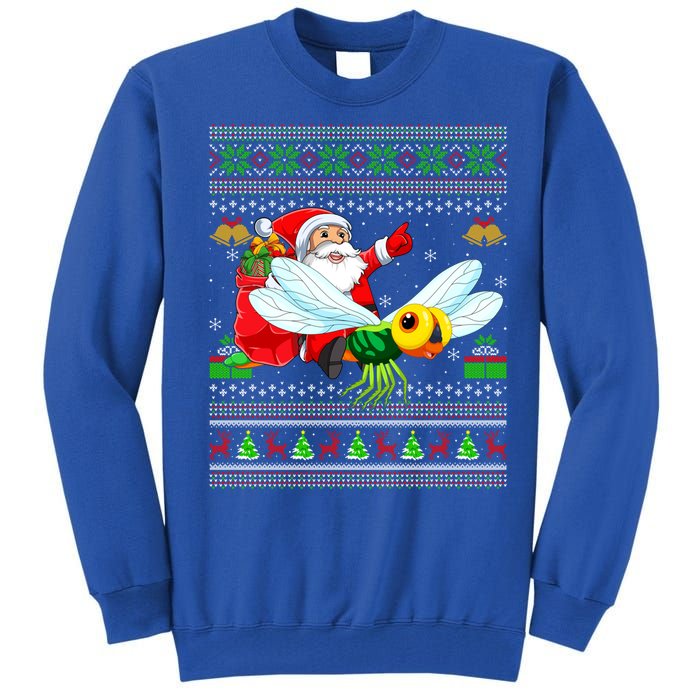 Ugly Xmas Funny Santa Riding Dragonfly Christmas Gift Tall Sweatshirt