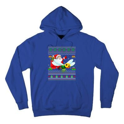 Ugly Xmas Funny Santa Riding Dragonfly Christmas Gift Tall Hoodie