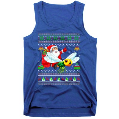 Ugly Xmas Funny Santa Riding Dragonfly Christmas Gift Tank Top