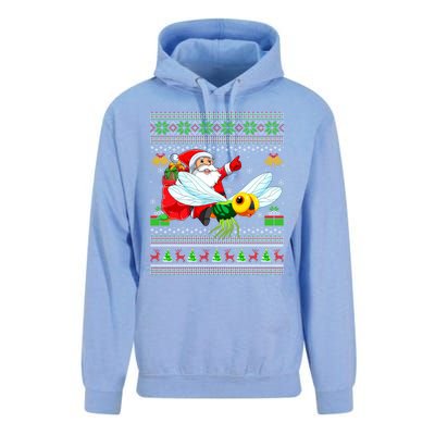 Ugly Xmas Funny Santa Riding Dragonfly Christmas Gift Unisex Surf Hoodie