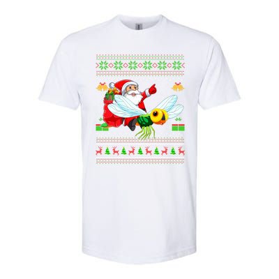 Ugly Xmas Funny Santa Riding Dragonfly Christmas Gift Softstyle CVC T-Shirt