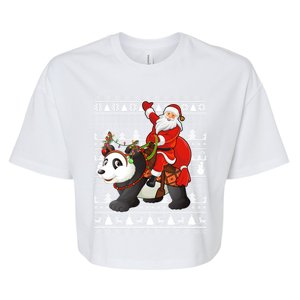 Ugly Xmas Funny Santa Riding Panda Christmas Gift Bella+Canvas Jersey Crop Tee