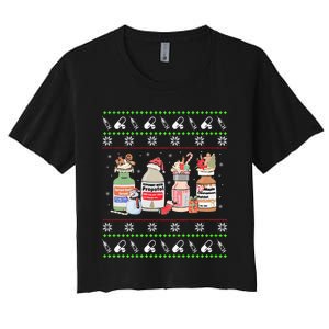 Ugly Xmas Funny Propofol Christmas Nurse Crna Pacu Er Ed Icu Women's Crop Top Tee