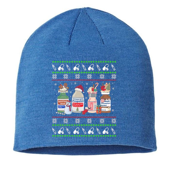 Ugly Xmas Funny Propofol Christmas Nurse Crna Pacu Er Ed Icu Gift Sustainable Beanie