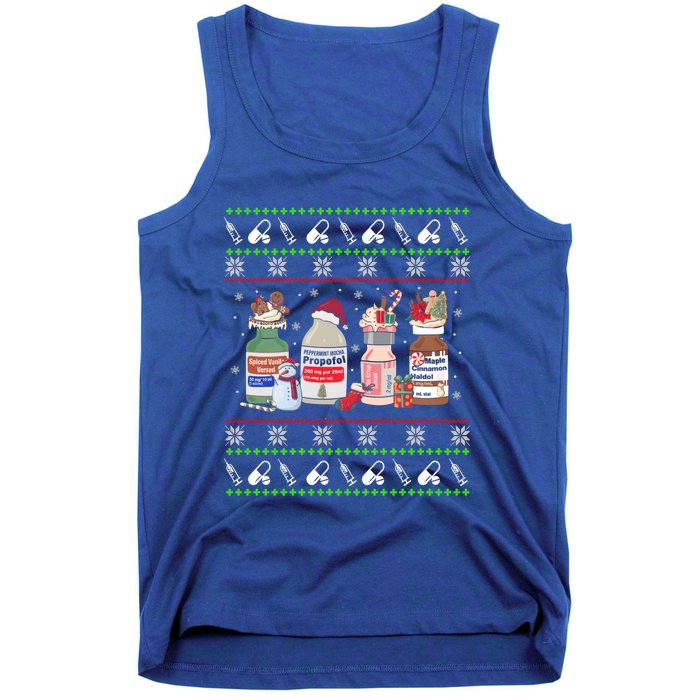 Ugly Xmas Funny Propofol Christmas Nurse Crna Pacu Er Ed Icu Gift Tank Top