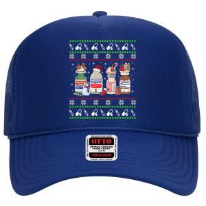 Ugly Xmas Funny Propofol Christmas Nurse Crna Pacu Er Ed Icu Gift High Crown Mesh Back Trucker Hat