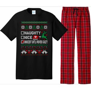 Ugly Xmas Funny Nice Naughty Innocent Until Proven Guilty Gift Pajama Set