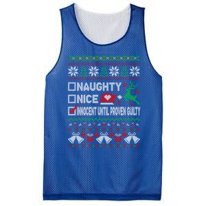 Ugly Xmas Funny Nice Naughty Innocent Until Proven Guilty Gift Mesh Reversible Basketball Jersey Tank