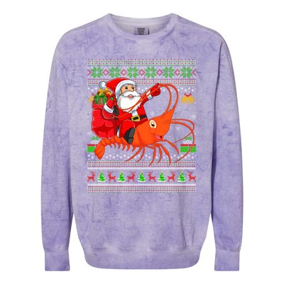 Ugly Xmas Funny Santa Riding Shrimp Fish Christmas Cute Gift Colorblast Crewneck Sweatshirt