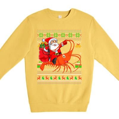 Ugly Xmas Funny Santa Riding Shrimp Fish Christmas Cute Gift Premium Crewneck Sweatshirt