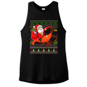 Ugly Xmas Funny Santa Riding Shrimp Fish Christmas Cute Gift Ladies PosiCharge Tri-Blend Wicking Tank