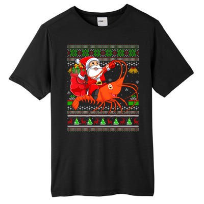 Ugly Xmas Funny Santa Riding Shrimp Fish Christmas Cute Gift Tall Fusion ChromaSoft Performance T-Shirt