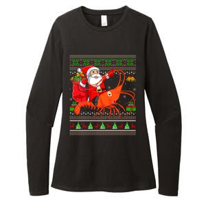 Ugly Xmas Funny Santa Riding Shrimp Fish Christmas Cute Gift Womens CVC Long Sleeve Shirt