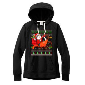 Ugly Xmas Funny Santa Riding Shrimp Fish Christmas Cute Gift Women's Fleece Hoodie