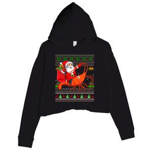 Ugly Xmas Funny Santa Riding Shrimp Fish Christmas Cute Gift Crop Fleece Hoodie