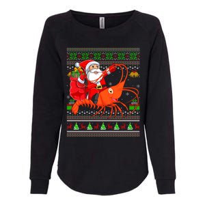 Ugly Xmas Funny Santa Riding Shrimp Fish Christmas Cute Gift Womens California Wash Sweatshirt